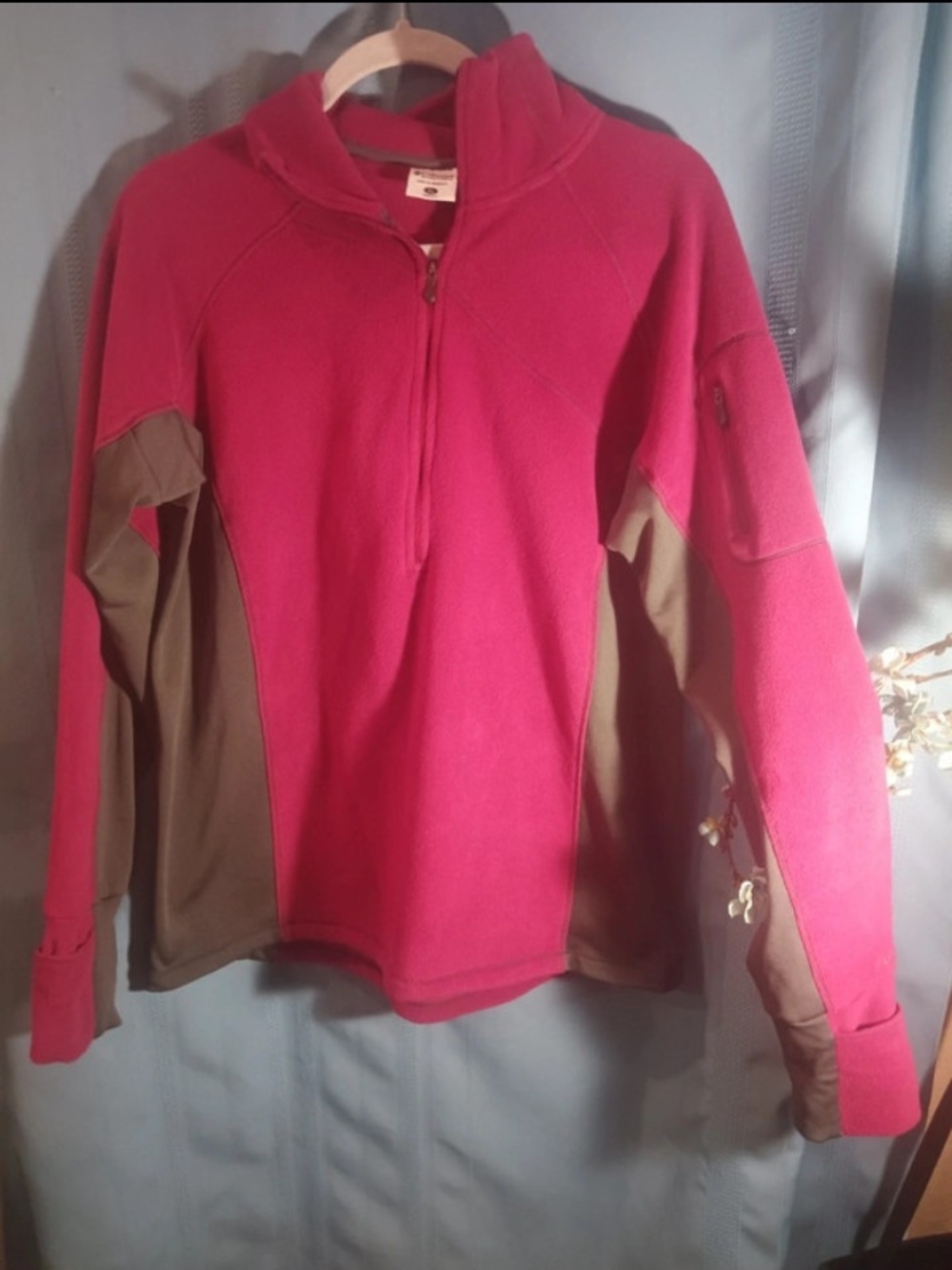 Columbia Pink and Brown Half-Zip Fleece Pullover